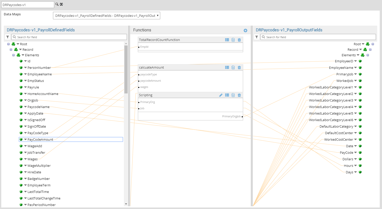 Map Export Payroll - Payroll Output Fields